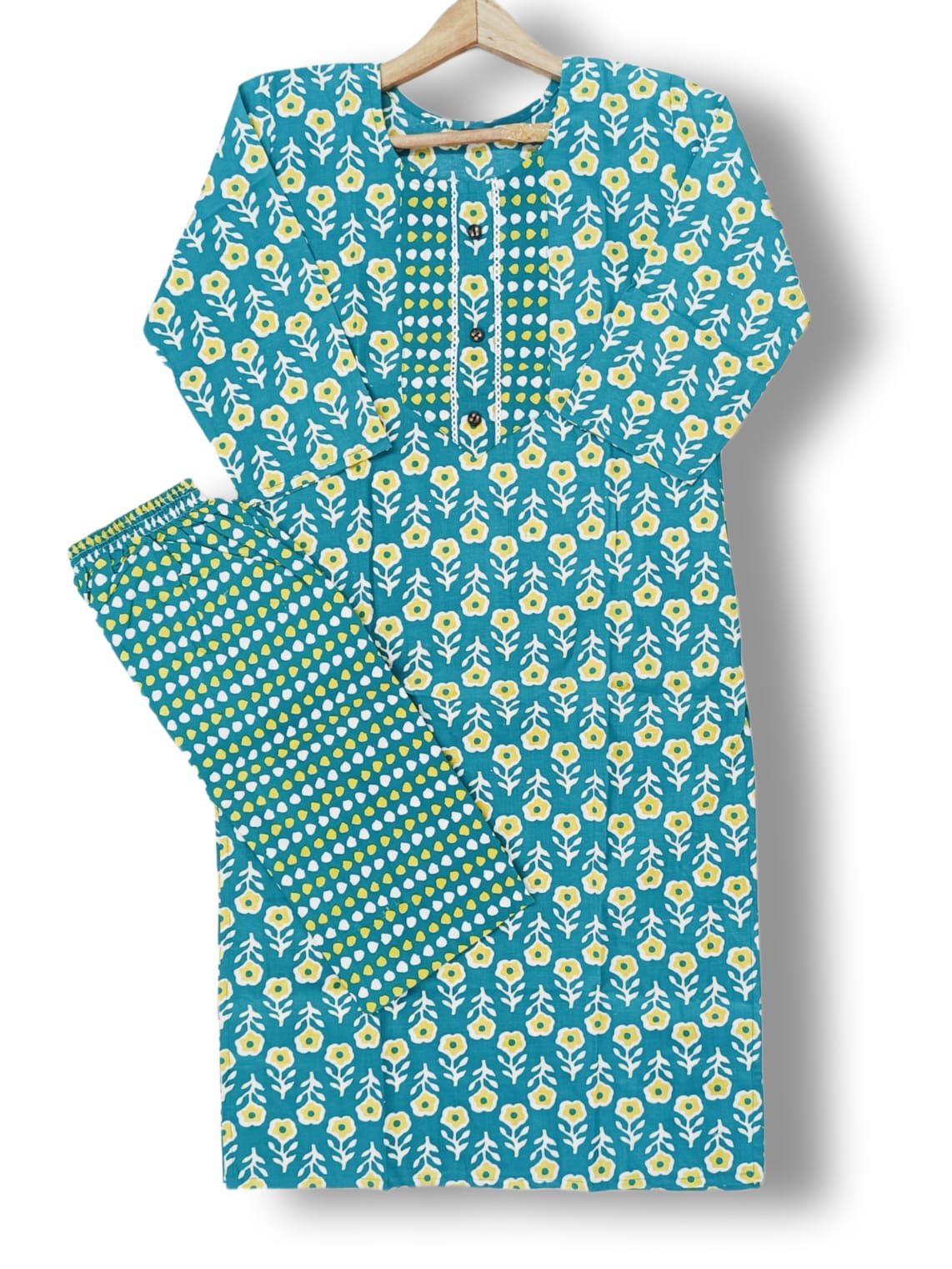 PRINTED COTTON KURTI PANT SET WITH POCKET